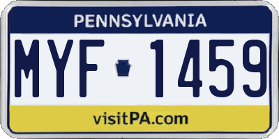 PA license plate MYF1459