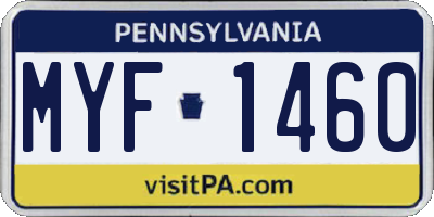 PA license plate MYF1460