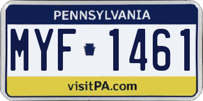 PA license plate MYF1461