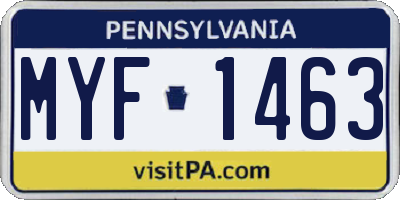PA license plate MYF1463