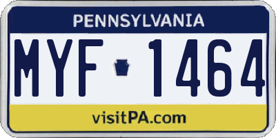 PA license plate MYF1464