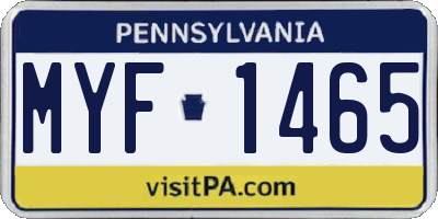 PA license plate MYF1465