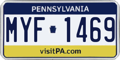 PA license plate MYF1469