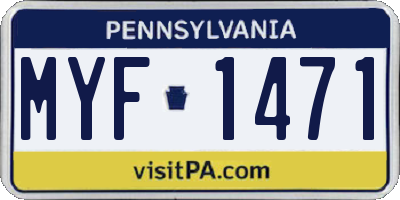 PA license plate MYF1471