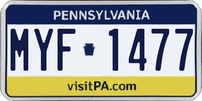PA license plate MYF1477