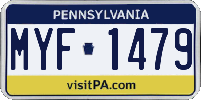 PA license plate MYF1479