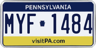 PA license plate MYF1484