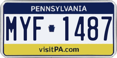 PA license plate MYF1487