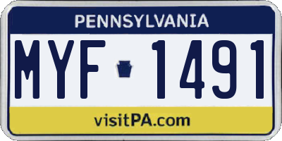 PA license plate MYF1491