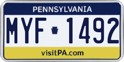 PA license plate MYF1492