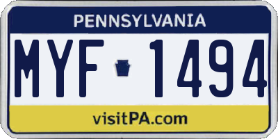 PA license plate MYF1494