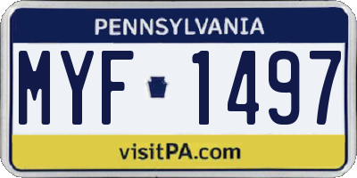 PA license plate MYF1497