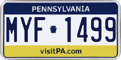 PA license plate MYF1499