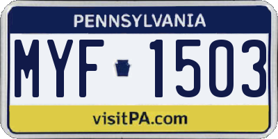 PA license plate MYF1503