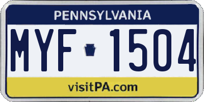 PA license plate MYF1504