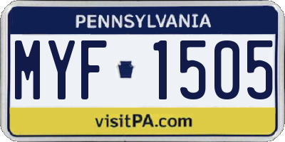 PA license plate MYF1505