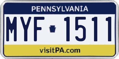 PA license plate MYF1511
