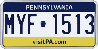 PA license plate MYF1513