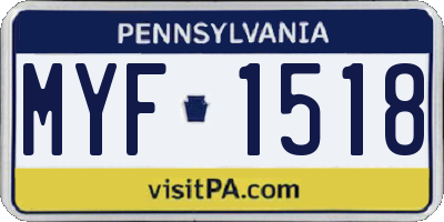 PA license plate MYF1518