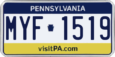 PA license plate MYF1519