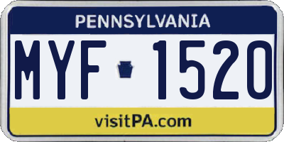 PA license plate MYF1520