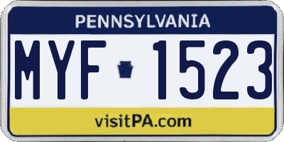 PA license plate MYF1523