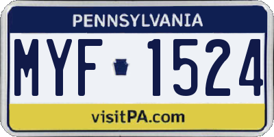 PA license plate MYF1524