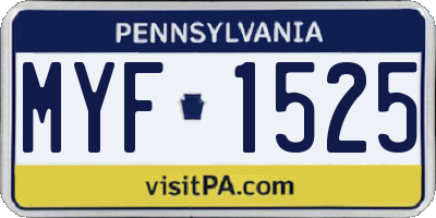 PA license plate MYF1525