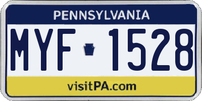 PA license plate MYF1528