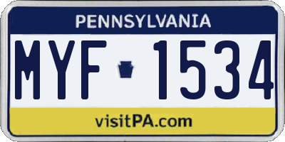 PA license plate MYF1534