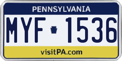 PA license plate MYF1536