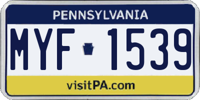 PA license plate MYF1539
