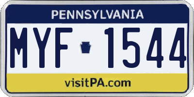 PA license plate MYF1544
