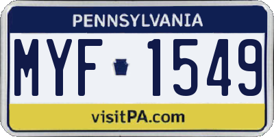 PA license plate MYF1549