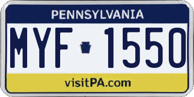 PA license plate MYF1550