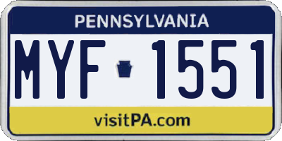 PA license plate MYF1551