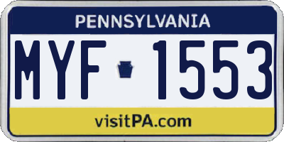 PA license plate MYF1553