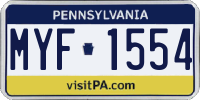 PA license plate MYF1554
