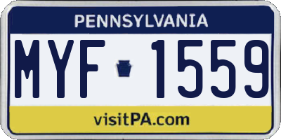 PA license plate MYF1559