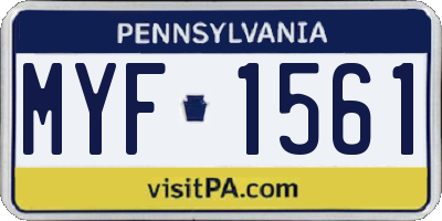 PA license plate MYF1561