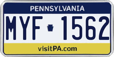 PA license plate MYF1562