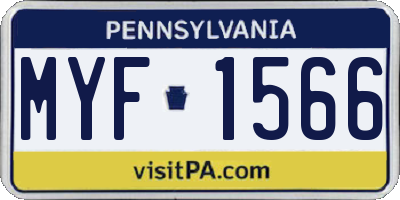PA license plate MYF1566