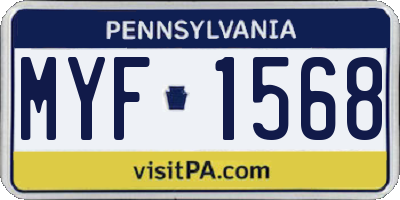 PA license plate MYF1568