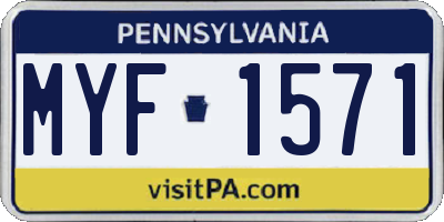 PA license plate MYF1571