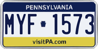 PA license plate MYF1573