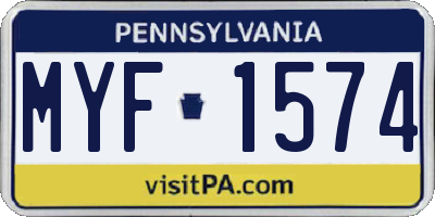 PA license plate MYF1574