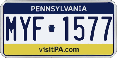 PA license plate MYF1577