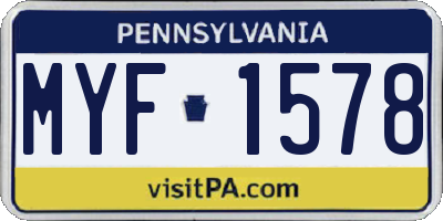 PA license plate MYF1578
