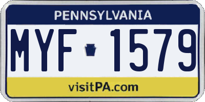 PA license plate MYF1579