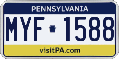 PA license plate MYF1588